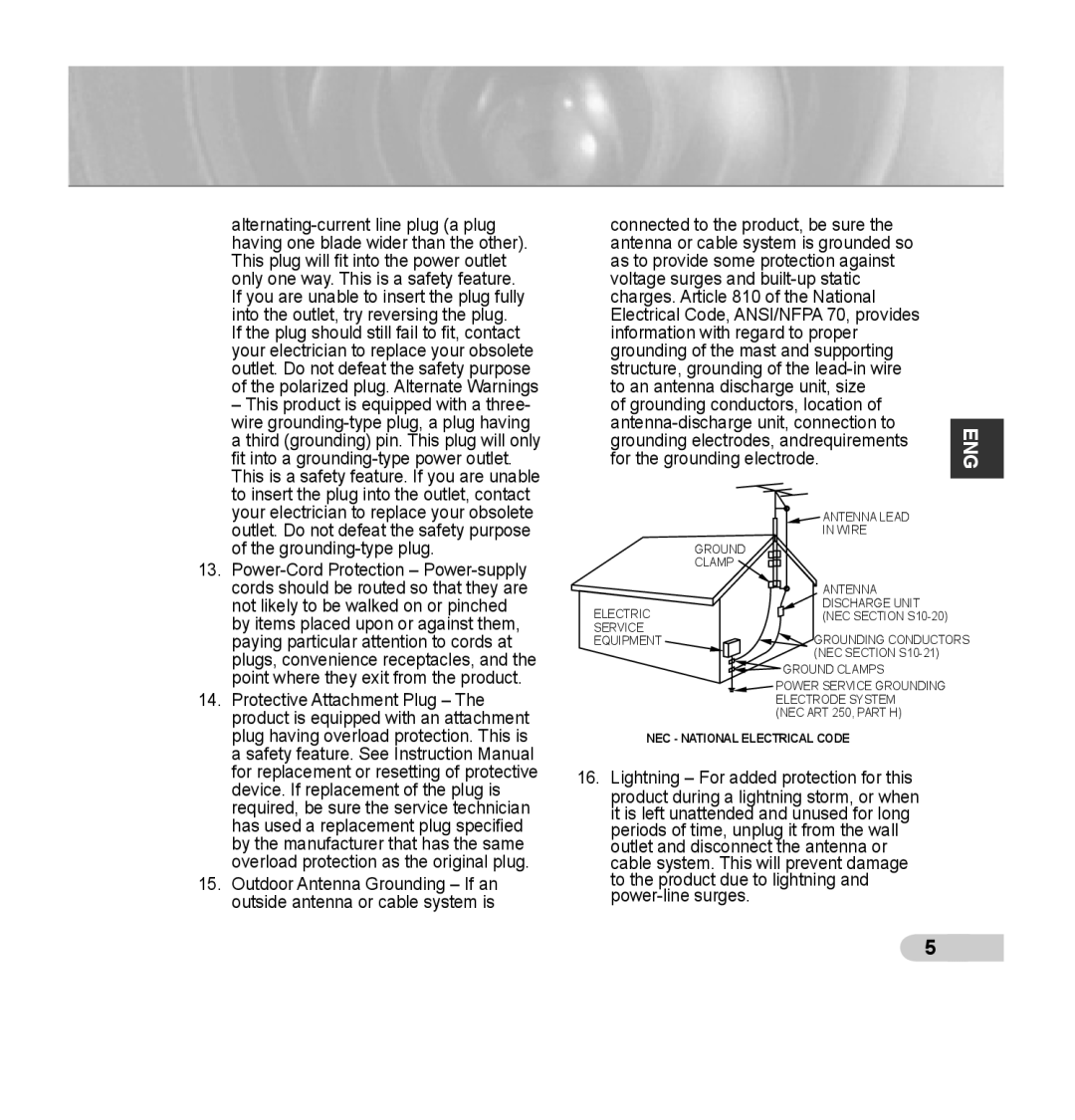 Samsung SCC-B5353P, SCC-B5352P, SCC-B5352SP, SCC-B5353SP manual Grounding electrodes, andrequirements 