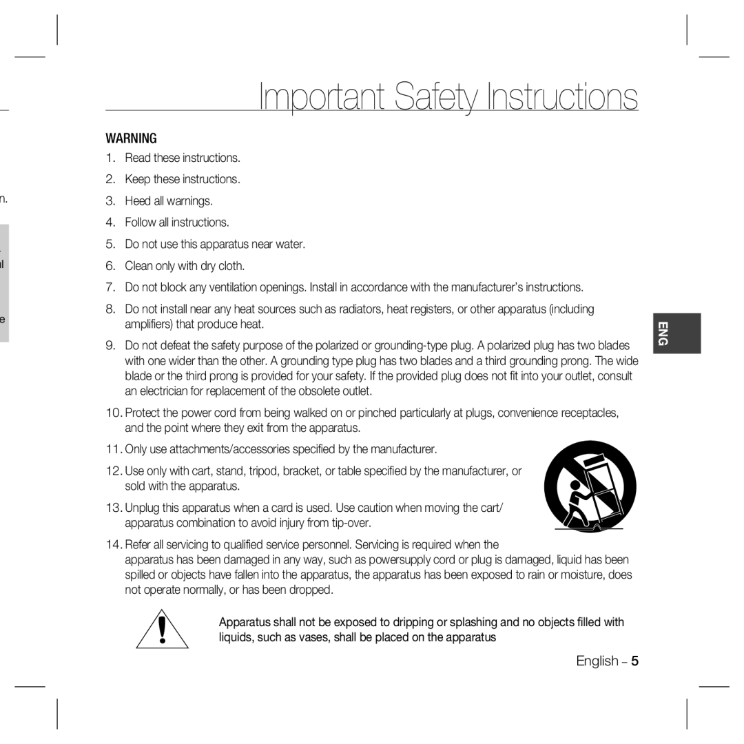 Samsung SCC-B5369N, SCC-B5369SN, SCC-B5369SP, SCC-B5369P, SCC-B5367SN, SCC-B5367SP Important Safety Instructions 