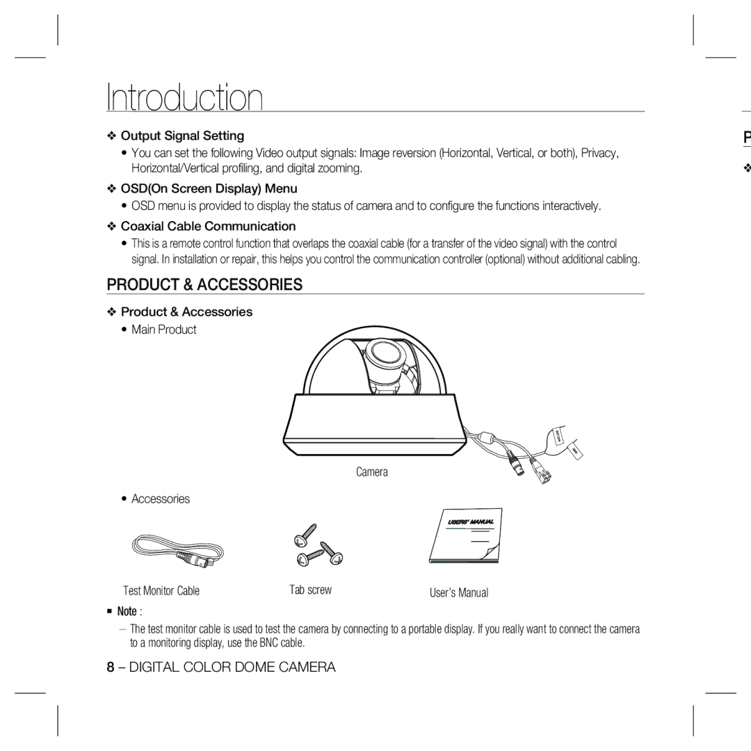 Samsung SCC-B5367SP, SCC-B5369N, SCC-B5369SN, SCC-B5369SP, SCC-B5369P, SCC-B5367SN, SCC-B5367P Product & Accessories 