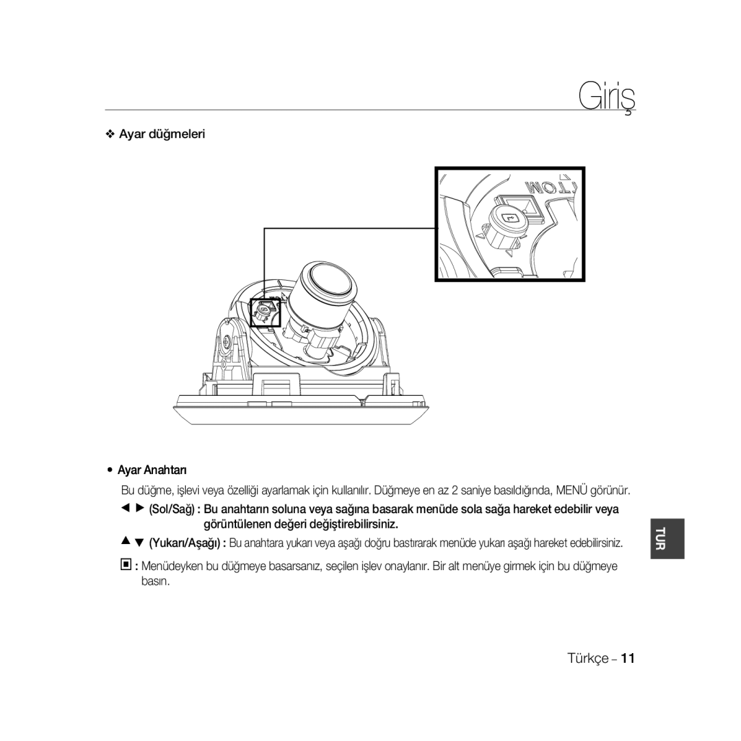 Samsung SCC-B5368BP, SCC-B5368P, SCC-B5366P, SCC-B5366BP manual Ayar düğmeleri Ayar Anahtarı 