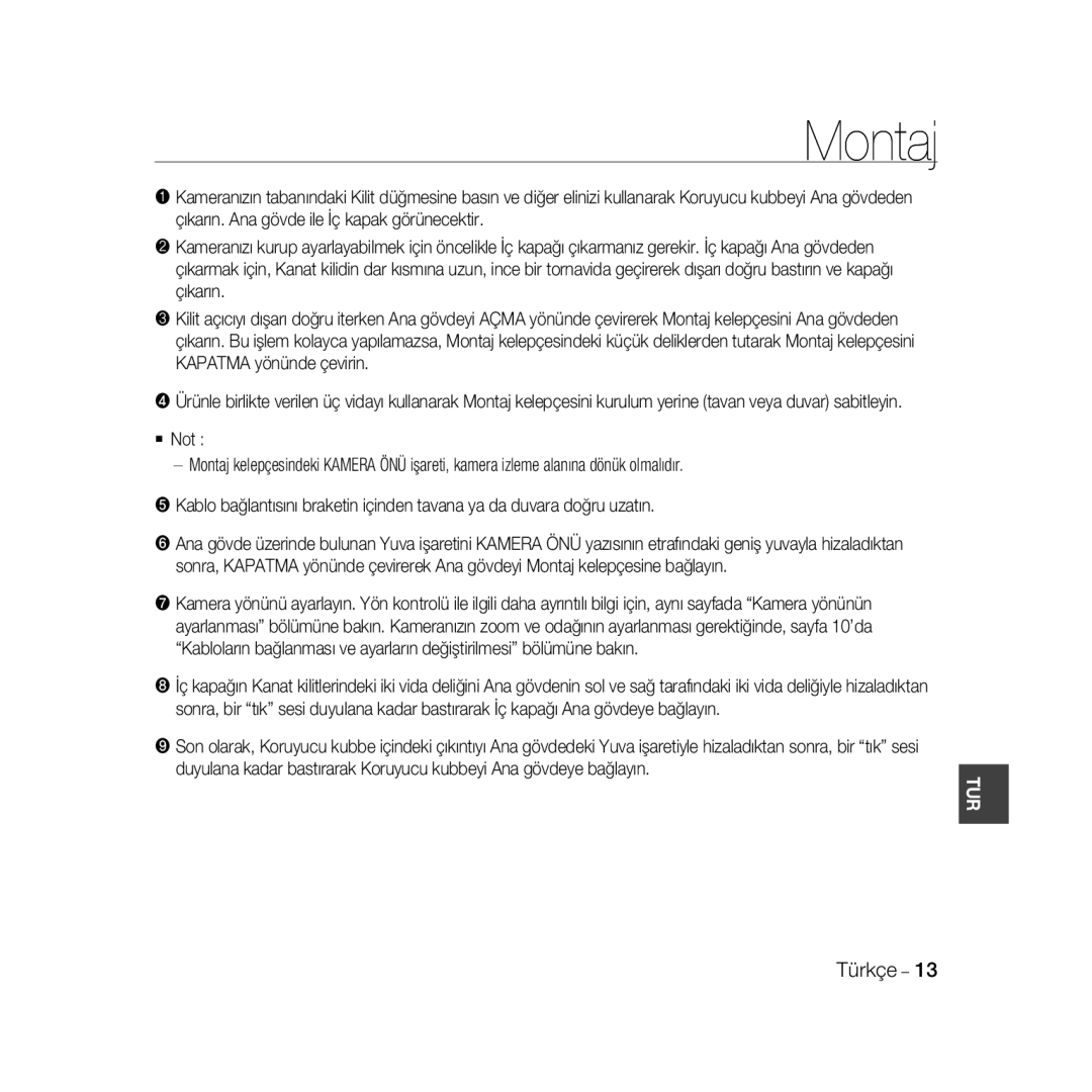 Samsung SCC-B5366P, SCC-B5368BP, SCC-B5368P, SCC-B5366BP manual Montaj 