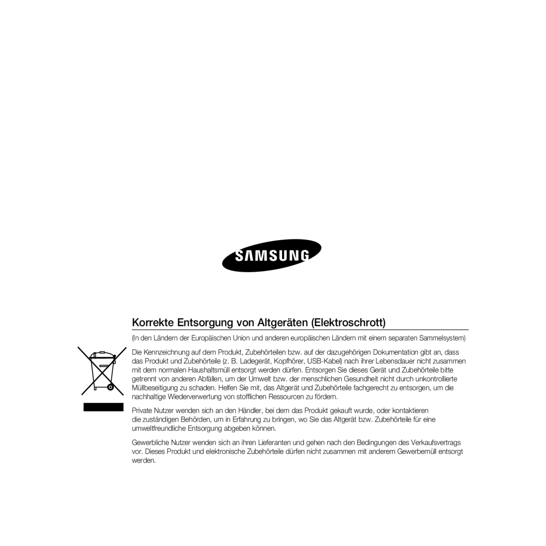 Samsung SCC-B5366P, SCC-B5368BP, SCC-B5368P, SCC-B5366BP manual Korrekte Entsorgung von Altgeräten Elektroschrott 