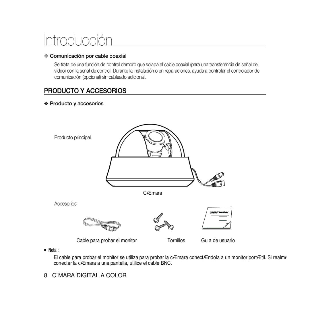 Samsung SCC-B5366P, SCC-B5368BP, SCC-B5368P, SCC-B5366BP manual Producto Y Accesorios 