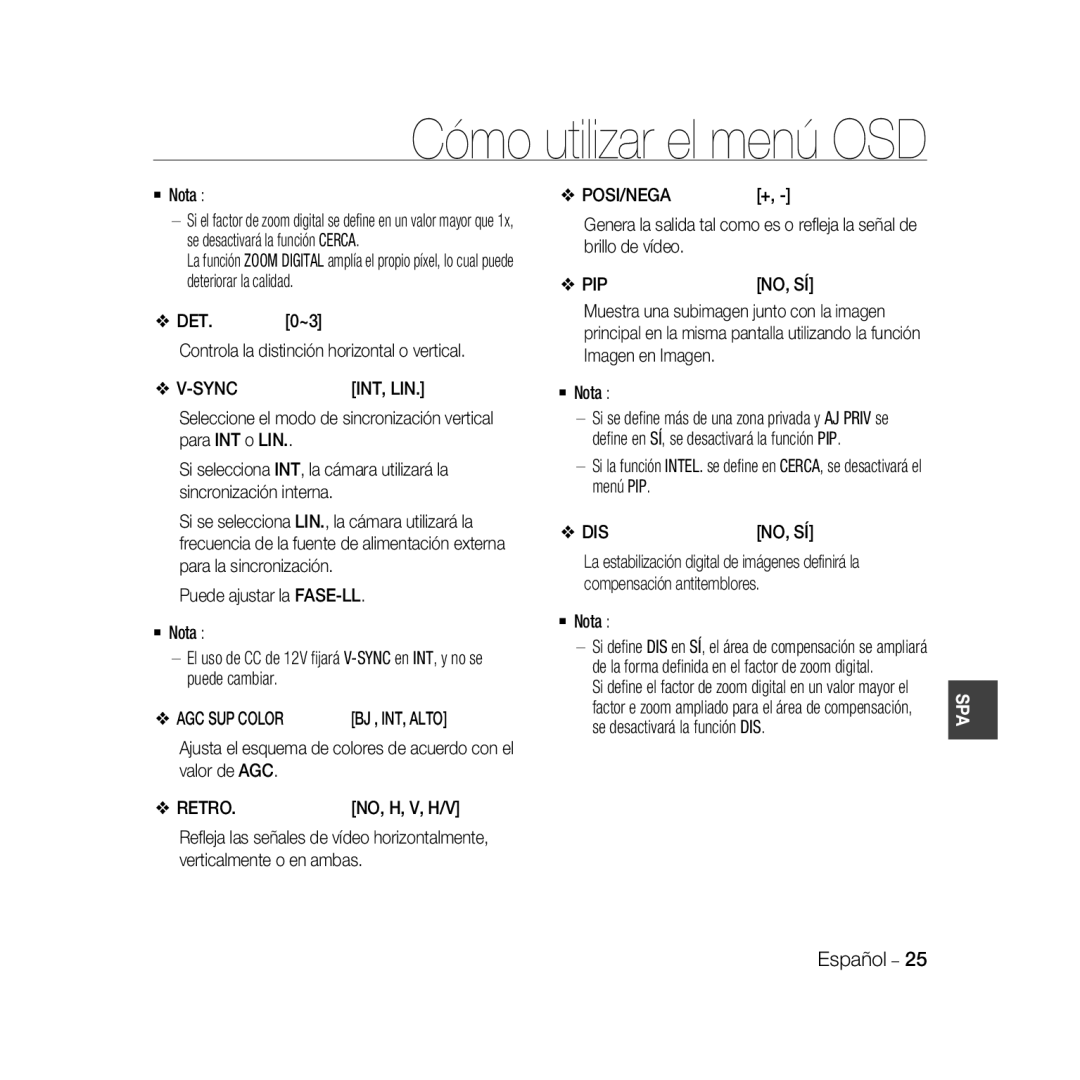 Samsung SCC-B5366BP, SCC-B5368BP manual AGC SUP Color, Ajusta el esquema de colores de acuerdo con el valor de AGC, Retro 