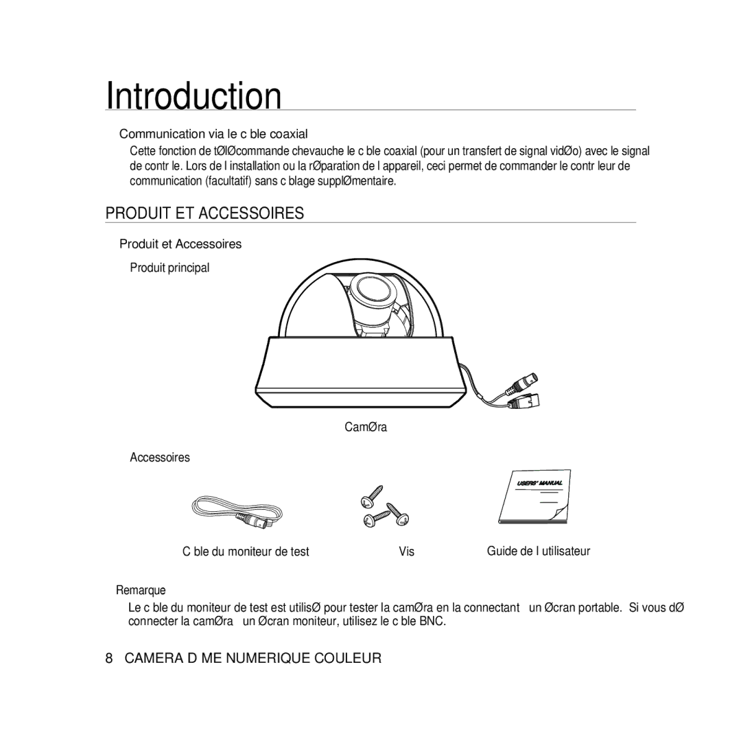 Samsung SCC-B5366P, SCC-B5368BP, SCC-B5368P, SCC-B5366BP manual Produit ET Accessoires 