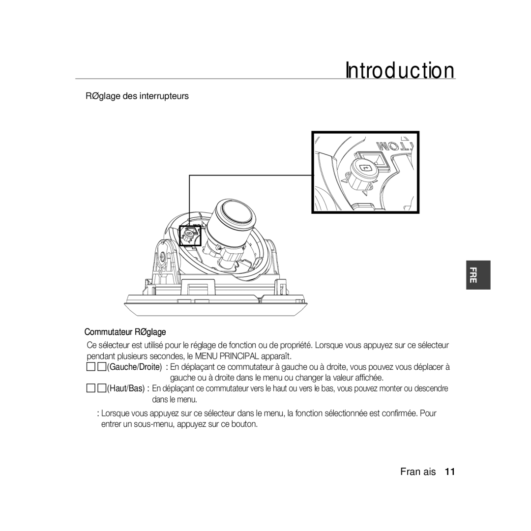 Samsung SCC-B5368P, SCC-B5368BP, SCC-B5366P, SCC-B5366BP manual Réglage des interrupteurs 