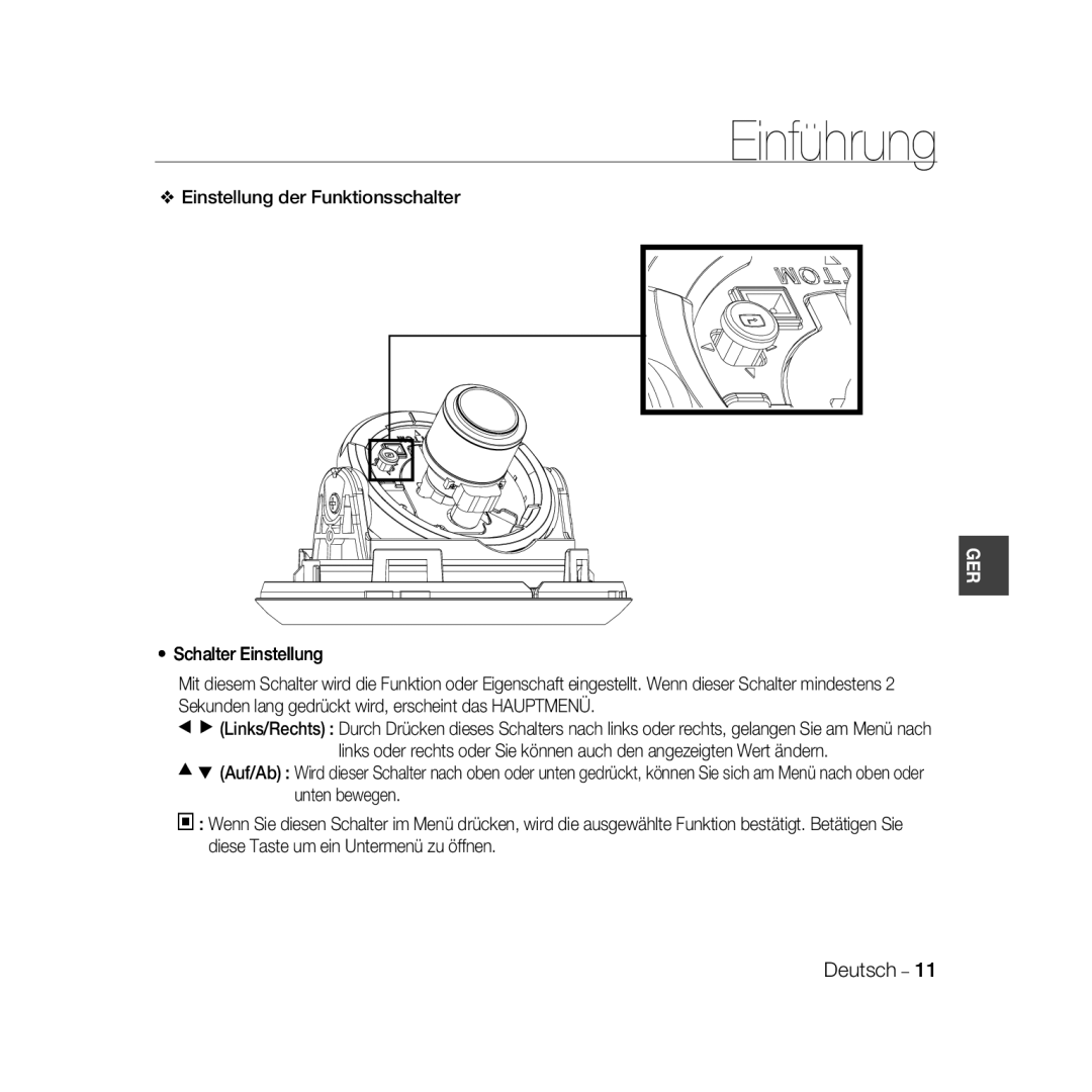 Samsung SCC-B5368P, SCC-B5368BP, SCC-B5366P, SCC-B5366BP manual Einstellung der Funktionsschalter 