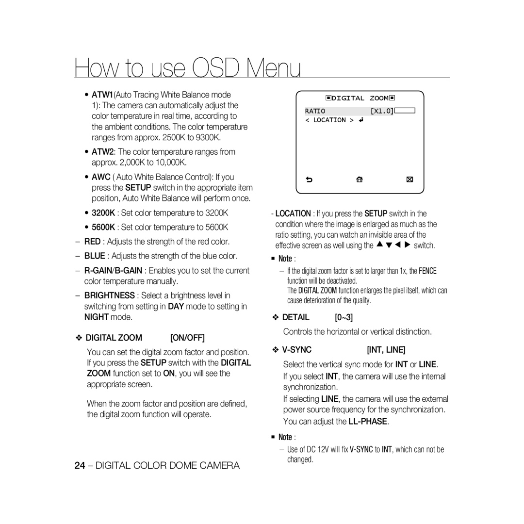 Samsung SCC-B5368BP, SCC-B5368P, SCC-B5366P, SCC-B5366BP manual Digital Zoom, ‹DIGITAL ZOOM‹ Ratio 