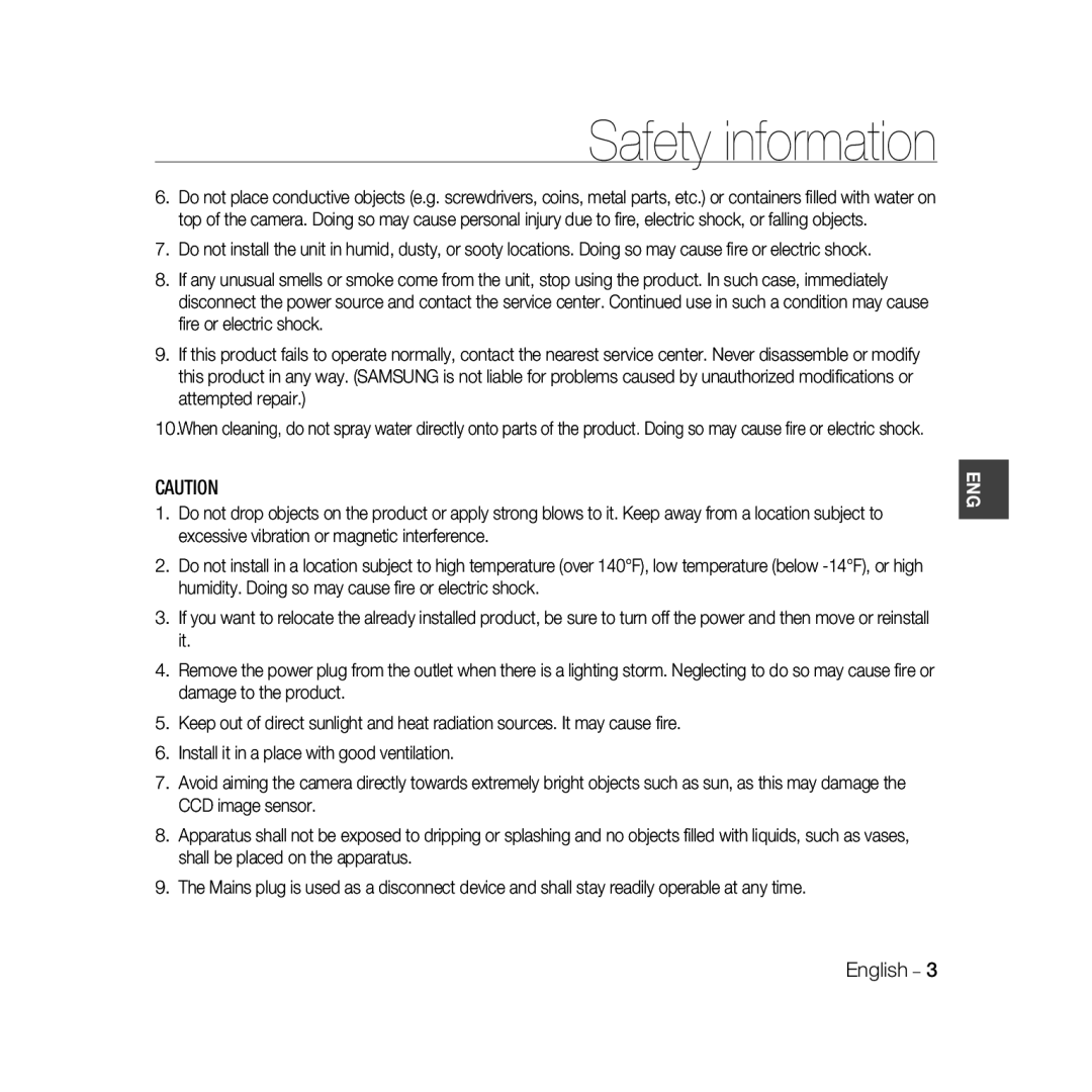 Samsung SCC-B5366BP, SCC-B5368BP, SCC-B5368P, SCC-B5366P manual English 