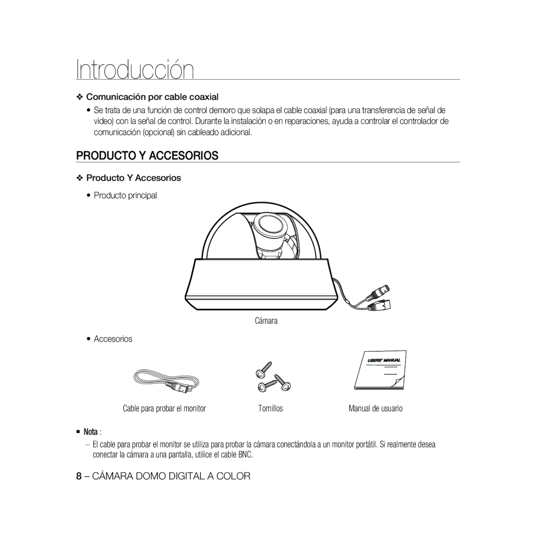 Samsung SCC-B5366BP, SCC-B5368BP, SCC-B5368P, SCC-B5366P manual Producto Y Accesorios 