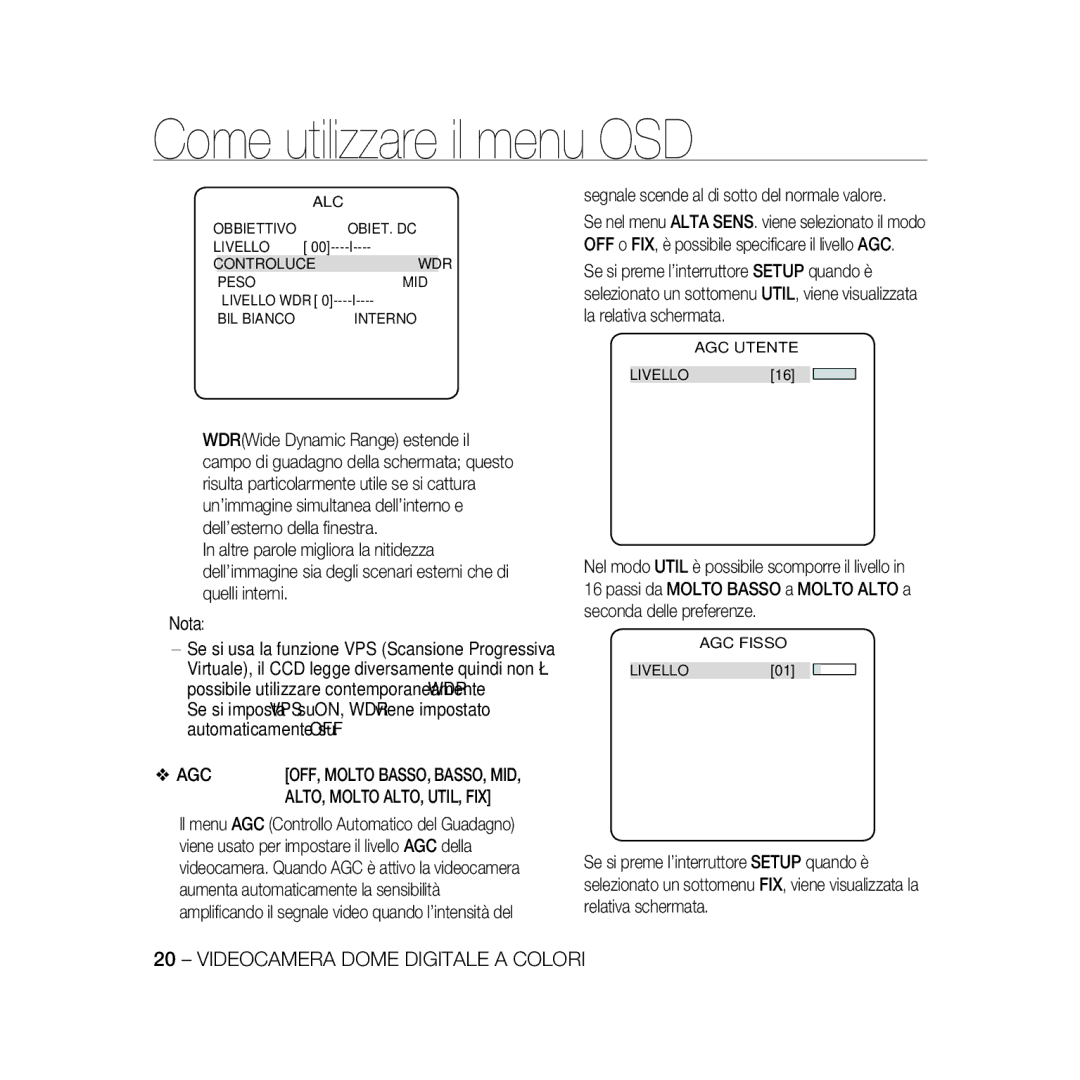 Samsung SCC-B5369P, SCC-B5367P manual Segnale scende al di sotto del normale valore 