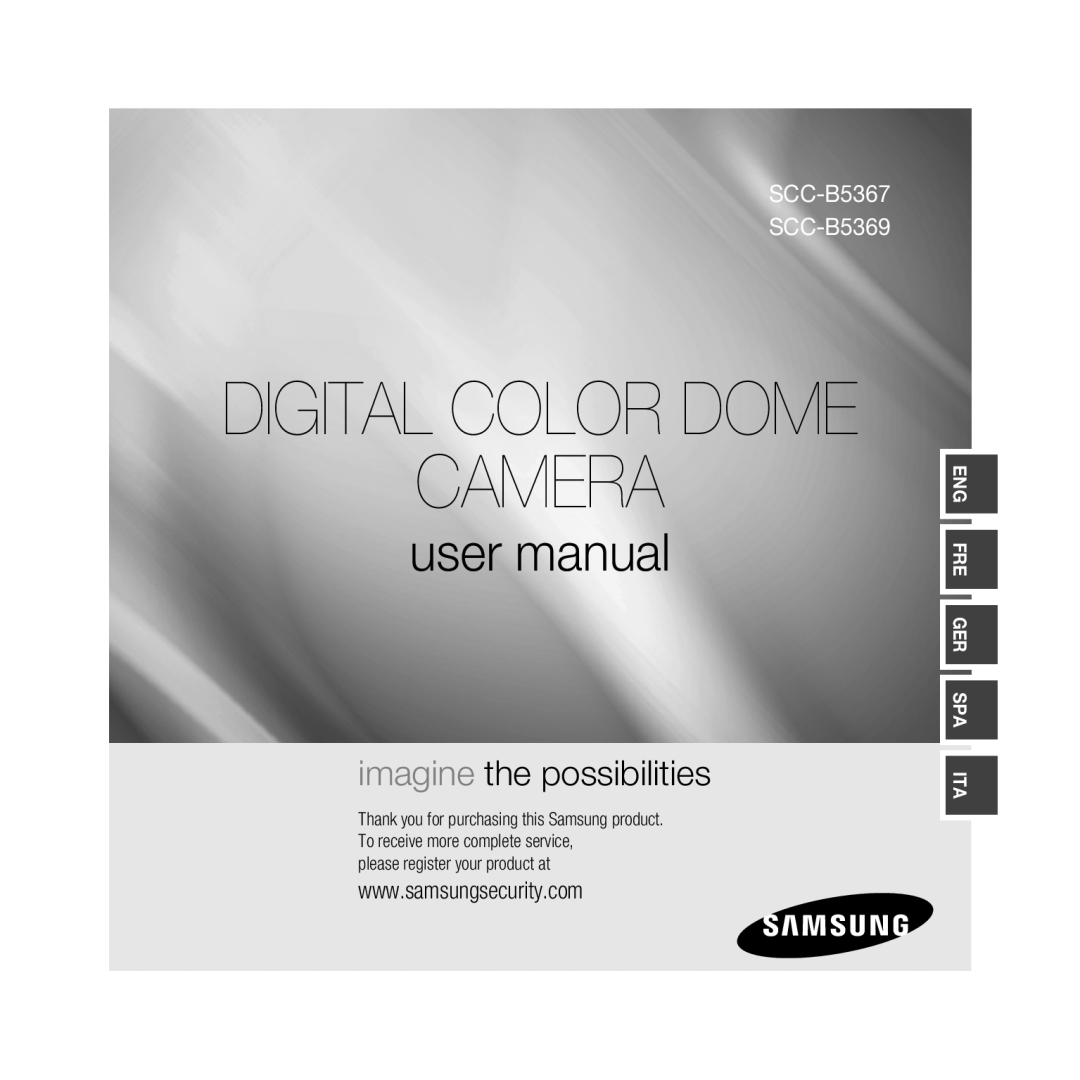 Samsung SCC-B5367P manual Camera, Digital Color Dome, user manual, imagine the possibilities, SCC-B5367 SCC-B5369 