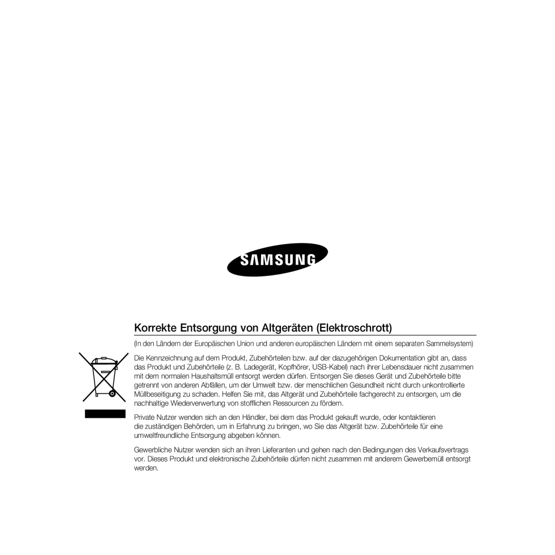 Samsung SCC-B5367P, SCC-B5369P manual Korrekte Entsorgung von Altgeräten Elektroschrott 