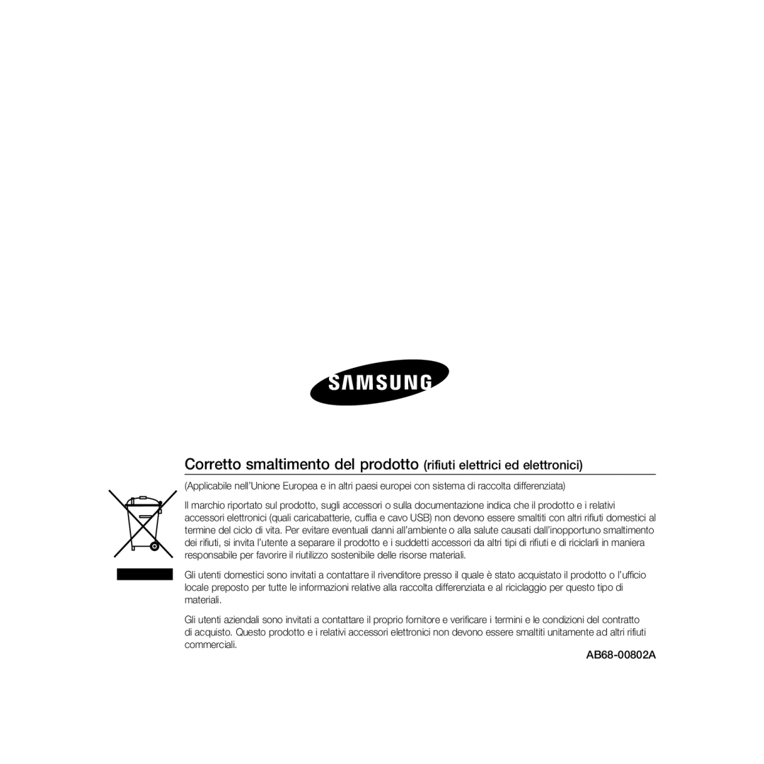 Samsung SCC-B5367P, SCC-B5369P manual Corretto smaltimento del prodotto rifiuti elettrici ed elettronici 