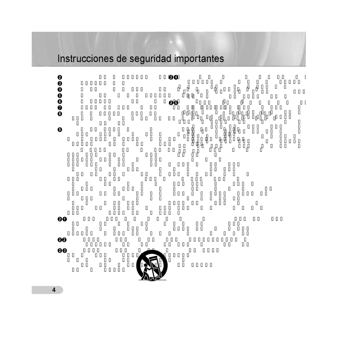 Samsung SCC-B5393P, SCC-B5392P manual Instrucciones de seguridad importantes 