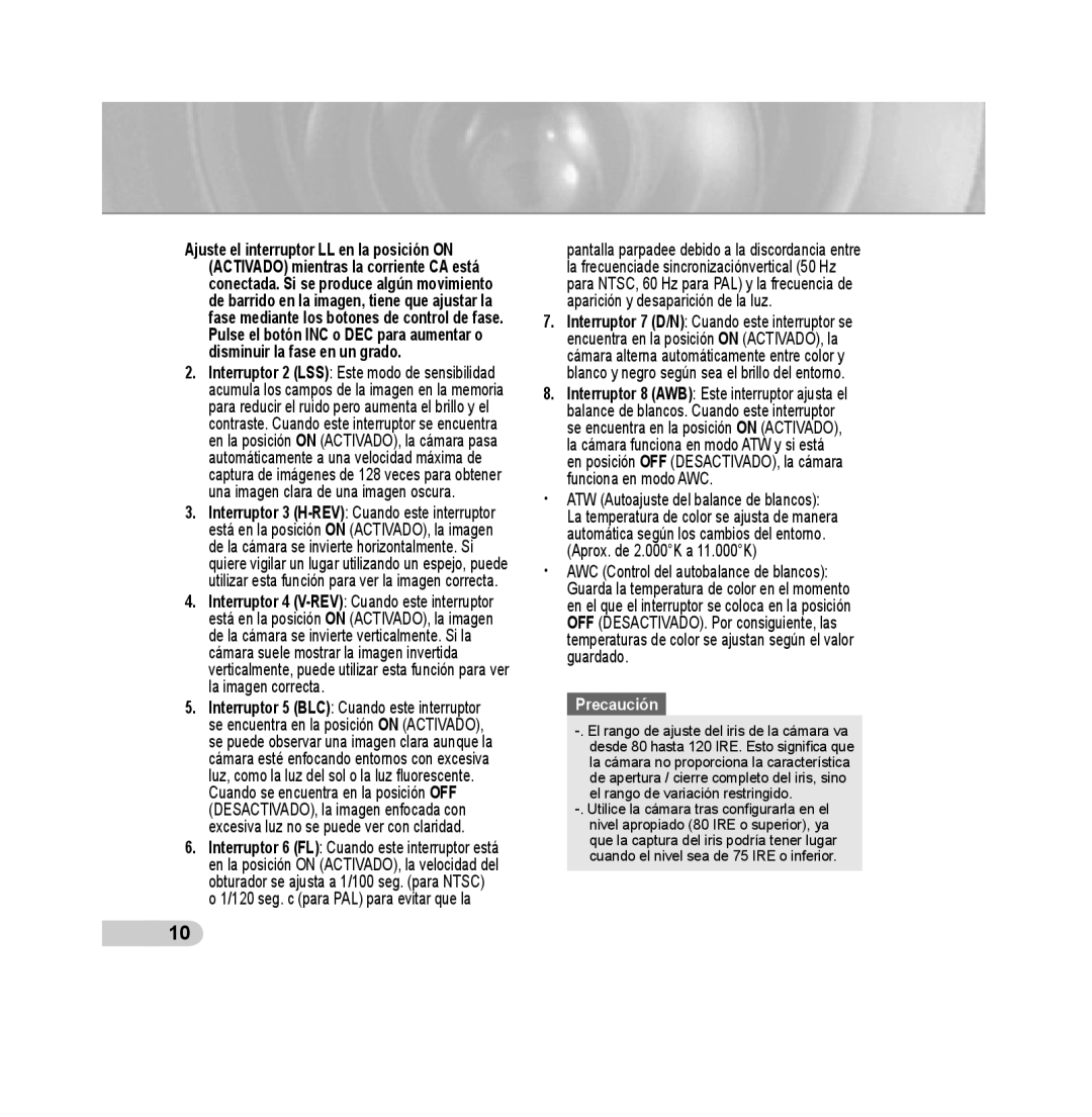 Samsung SCC-B5393P, SCC-B5392P manual Precaución 