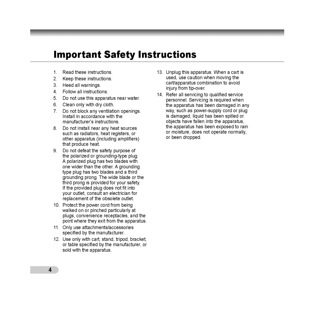 Samsung SCC-B5393P, SCC-B5392P manual Important Safety Instructions 