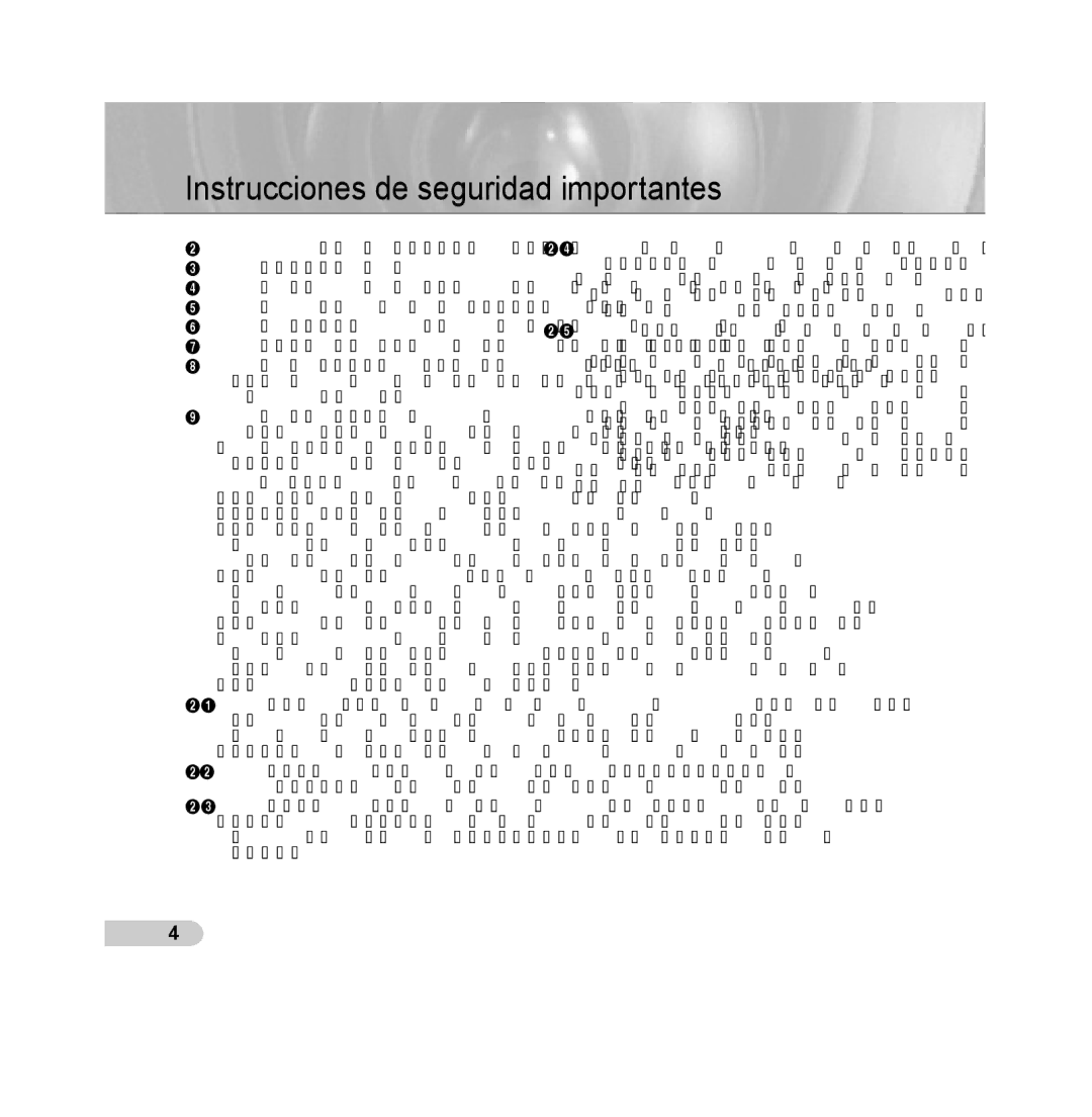 Samsung SCC-B5393P, SCC-B5392P manual Instrucciones de seguridad importantes 