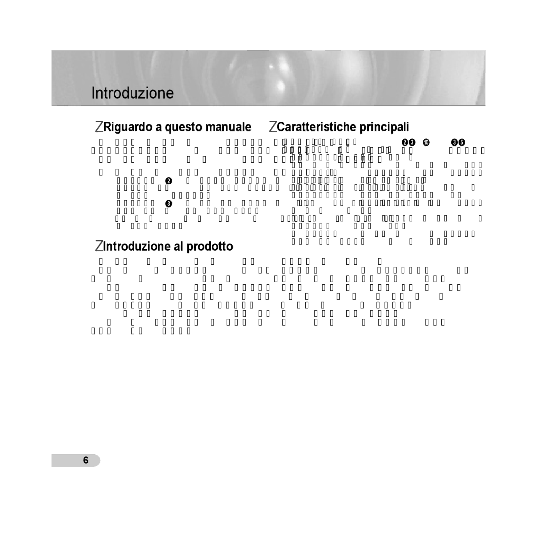 Samsung SCC-B5393P, SCC-B5392P Riguardo a questo manuale, Introduzione al prodotto, Caratteristiche principali 