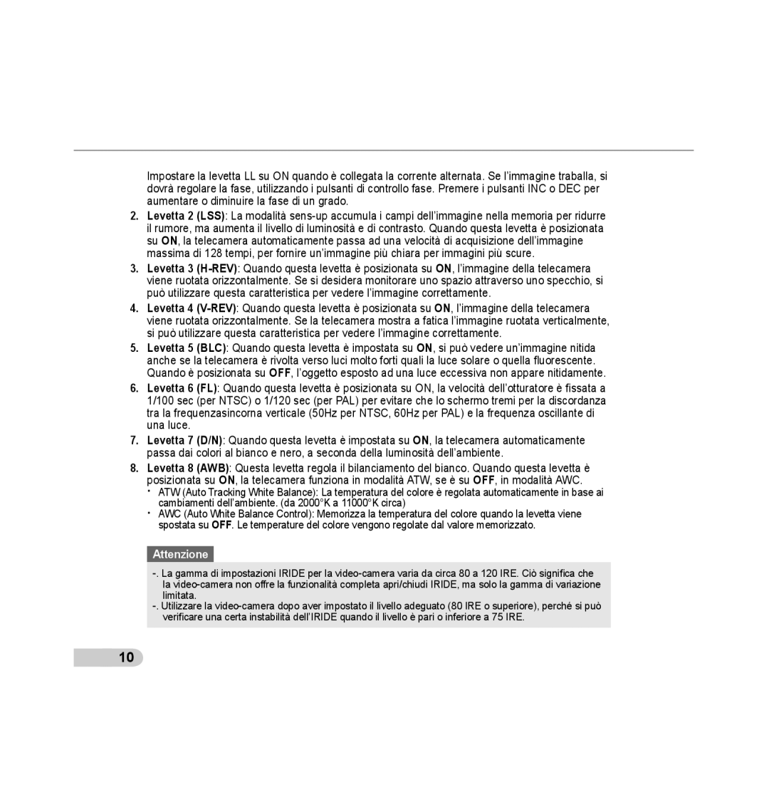 Samsung SCC-B5393P, SCC-B5392P manual Attenzione 