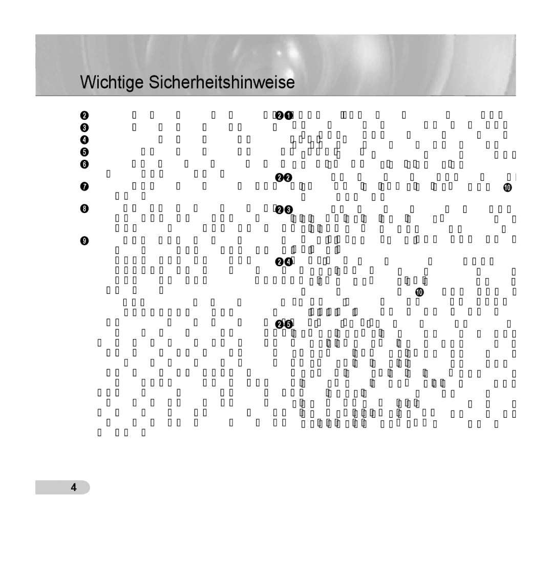 Samsung SCC-B5393P, SCC-B5392P manual Wichtige Sicherheitshinweise 