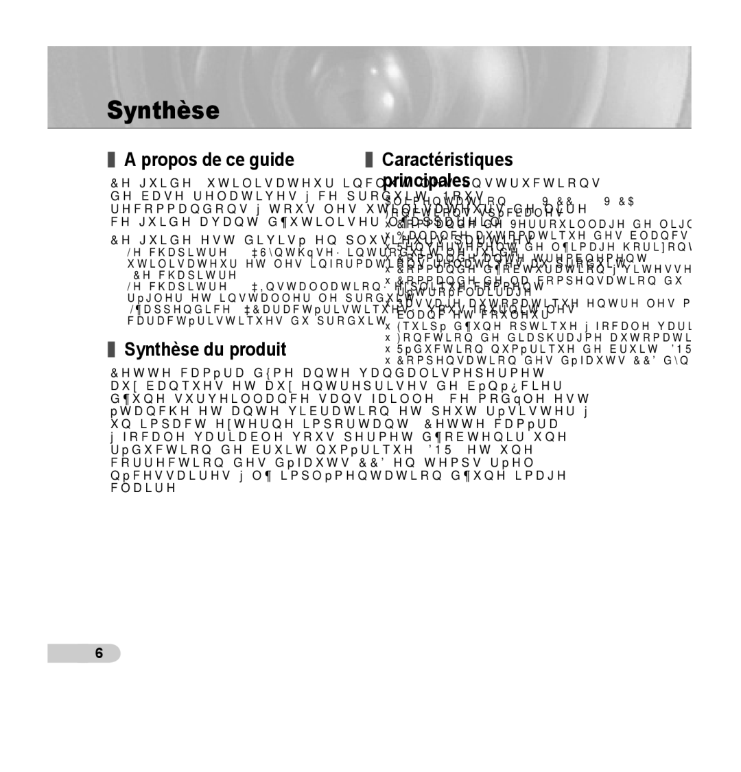 Samsung SCC-B5393P, SCC-B5392P manual Propos de ce guide, Synthèse du produit, Caractéristiques Principales 