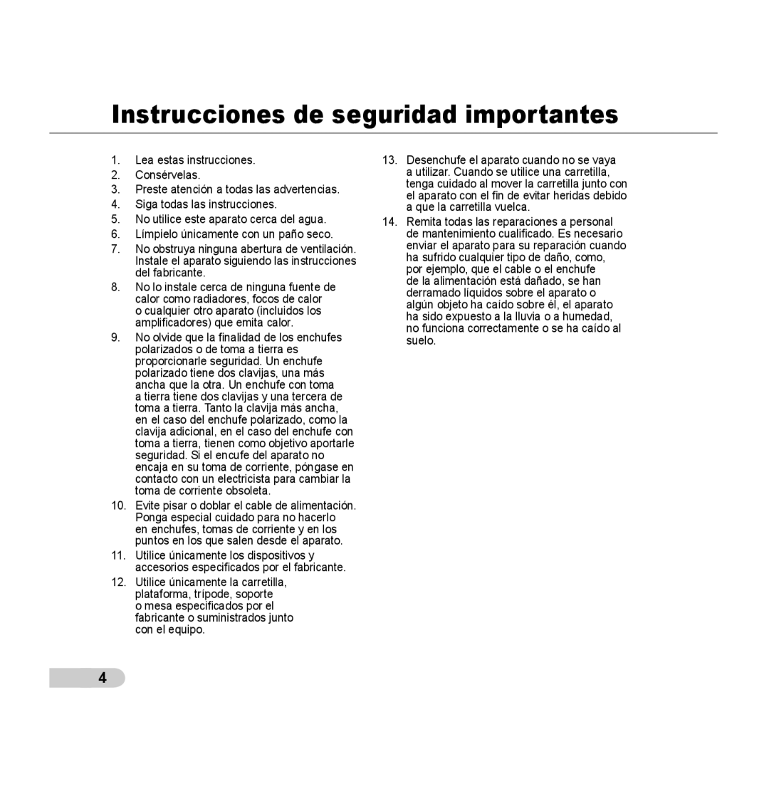 Samsung SCC-B5393P, SCC-B5392P manual Instrucciones de seguridad importantes 