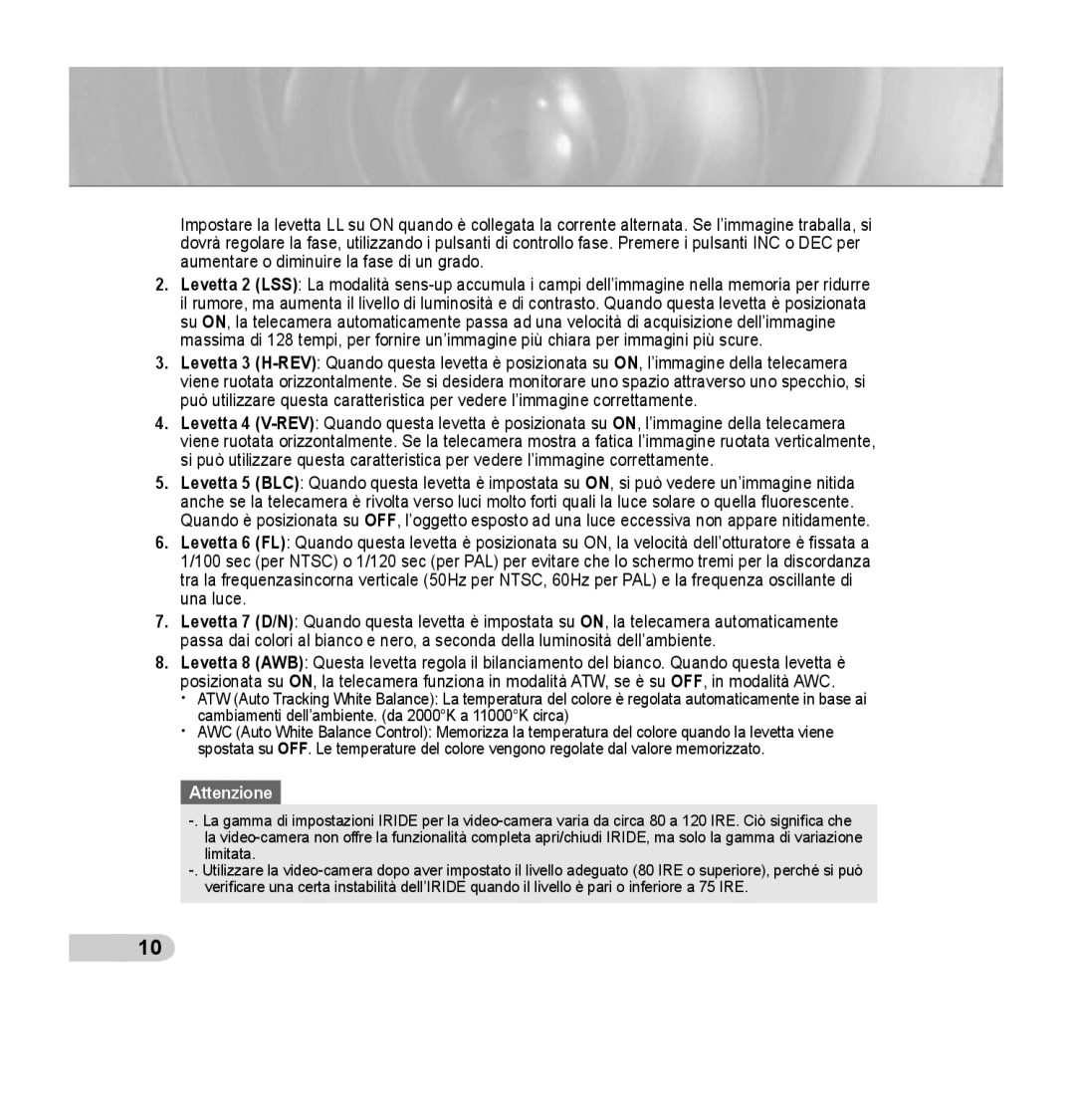 Samsung SCC-B5393P, SCC-B5392P manual Attenzione 