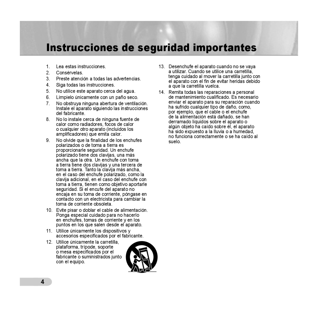 Samsung SCC-B5395N, SCC-B5394P, SCC-B5395P manual Instrucciones de seguridad importantes 