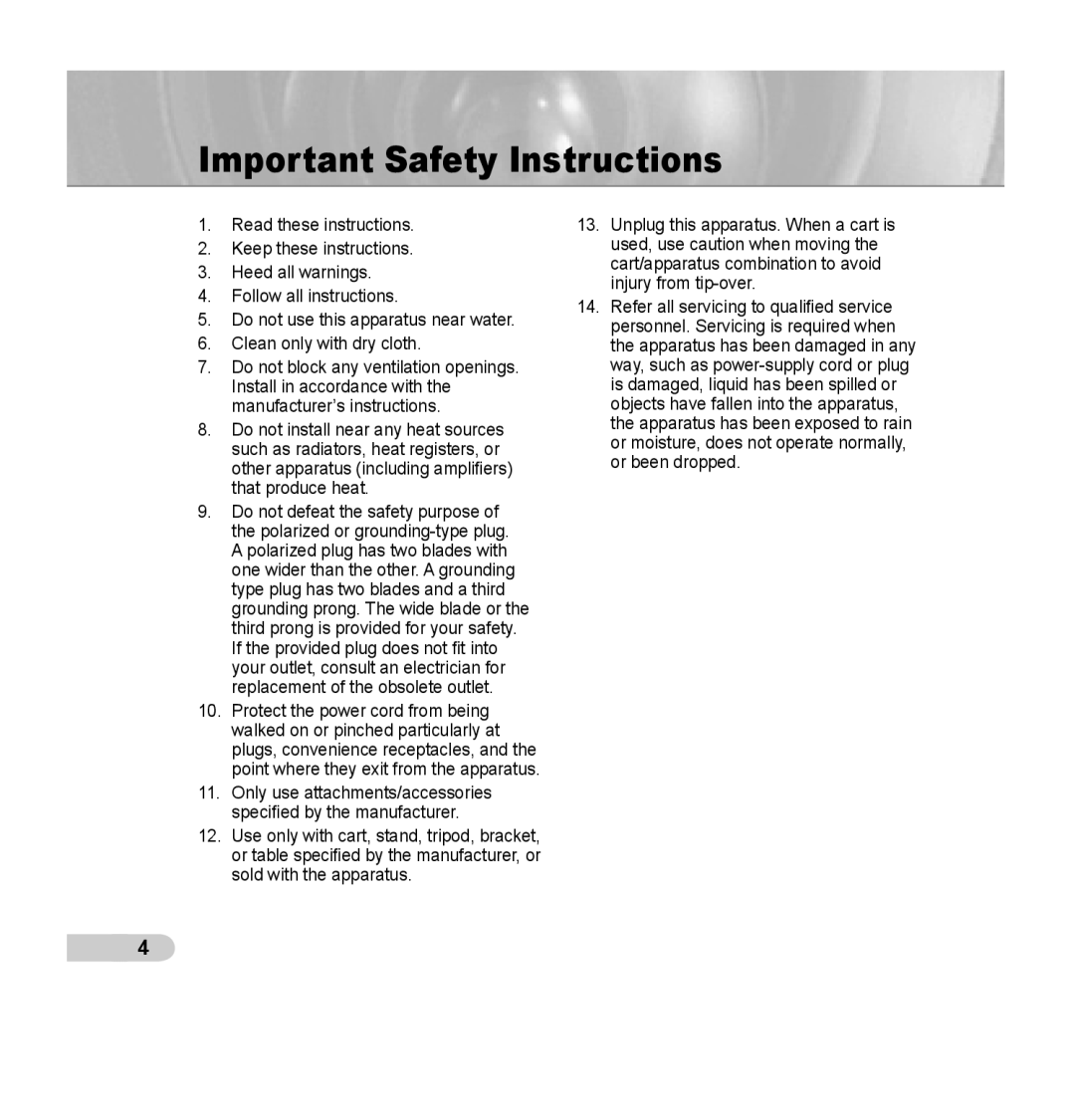 Samsung SCC-B5395P, SCC-B5394P, SCC-B5395N manual Important Safety Instructions 