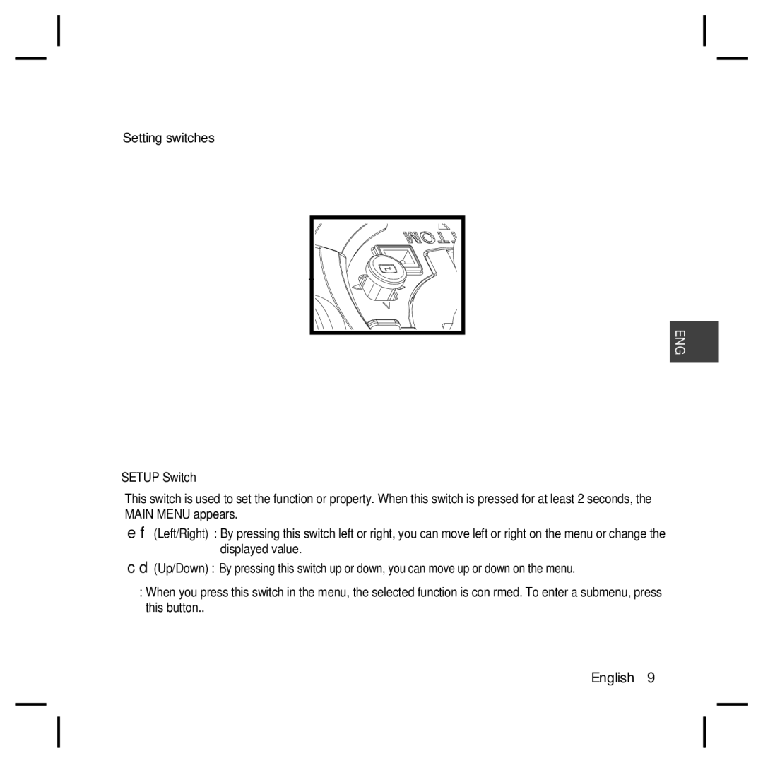 Samsung SCC-B5398P, SCC-B5396N, SCC-B5398N, SCC-B5396P user manual Setting switches Setup Switch 