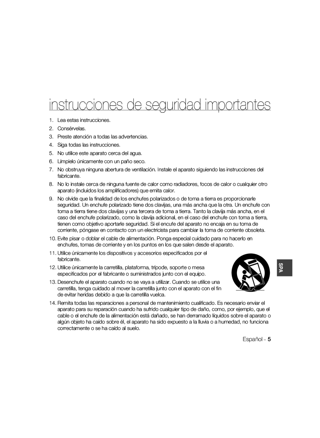 Samsung SCC-B5399P, SCC-B5397P manual Instrucciones de seguridad importantes 