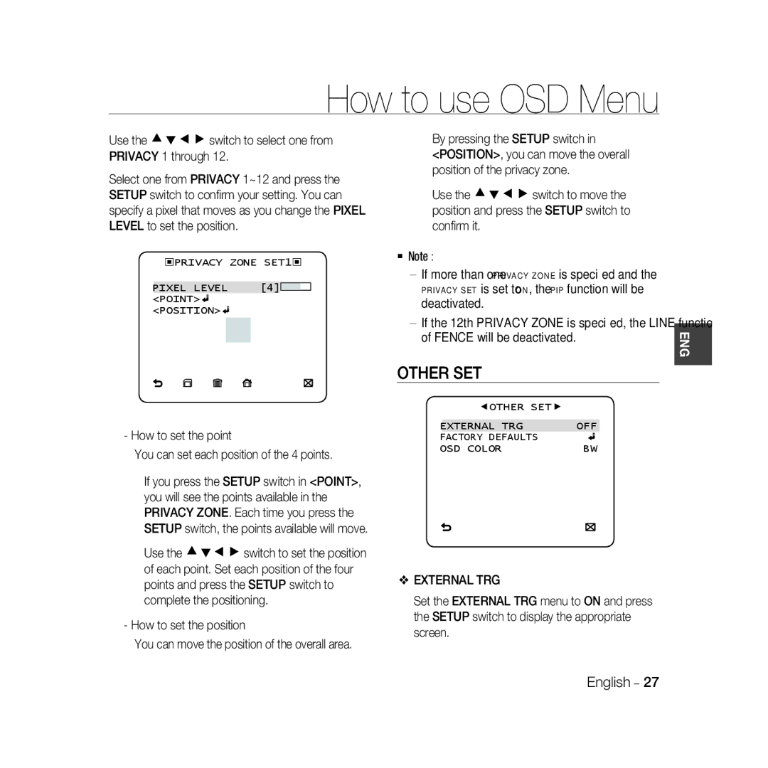 Samsung SCC-B5399P, SCC-B5397P manual Deactivated, External TRG 