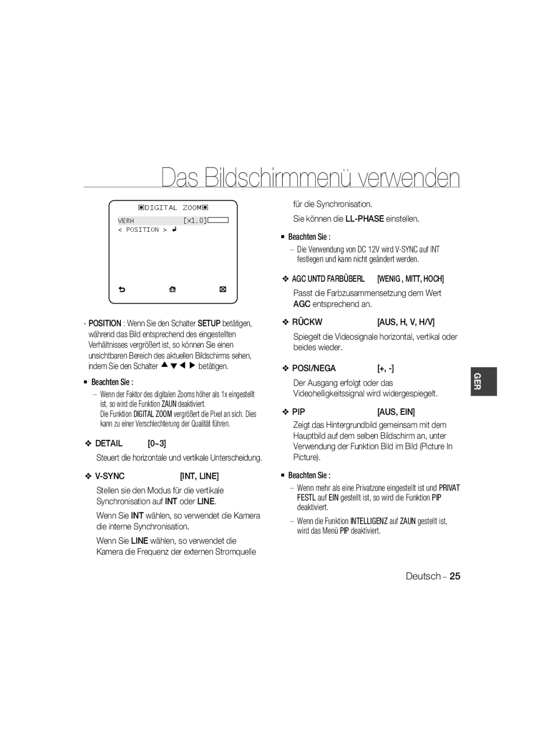 Samsung SCC-B5399P, SCC-B5397P manual Detail 0~3, Rückw 