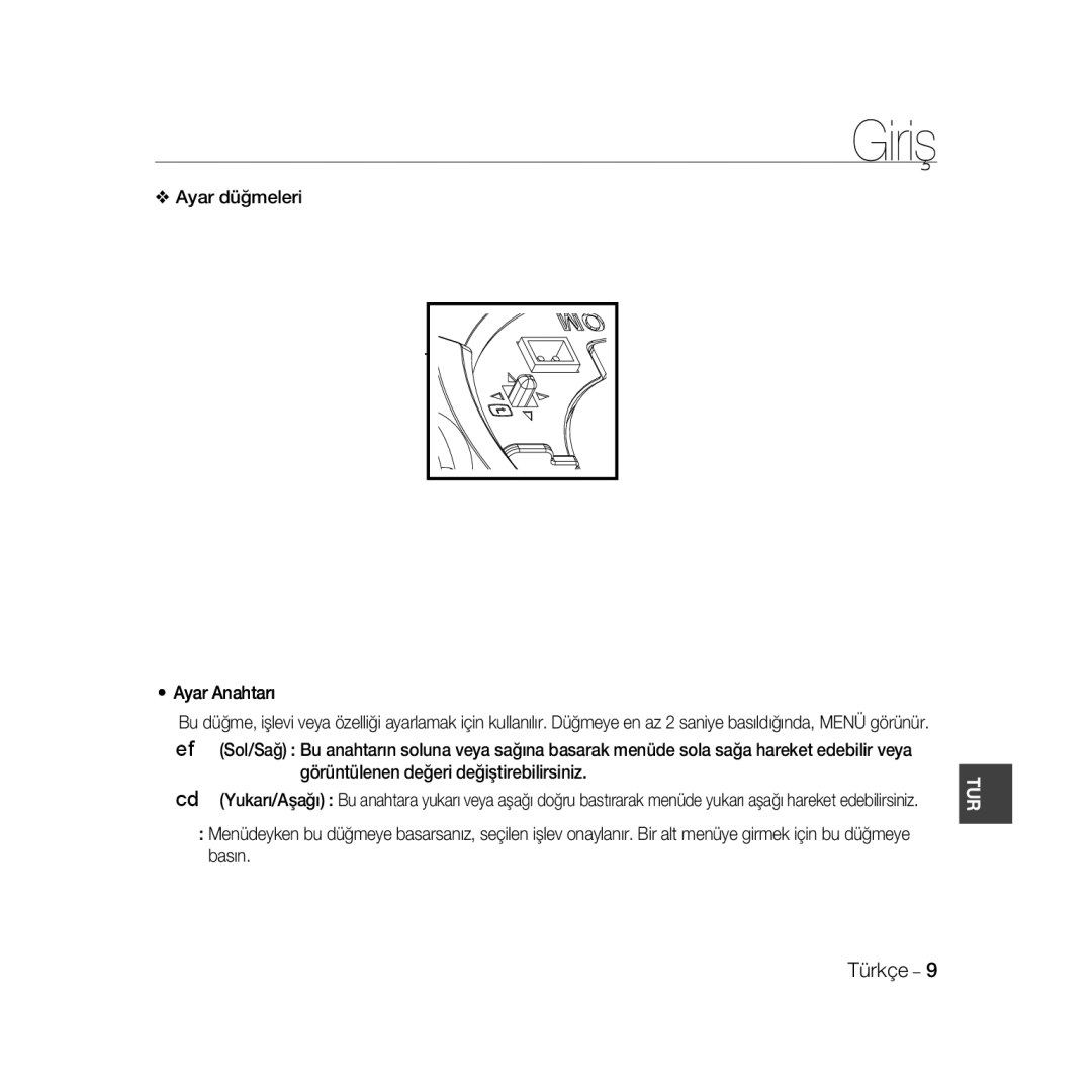 Samsung SCC-B5399P, SCC-B5397P manual Ayar düğmeleri Ayar Anahtarı 