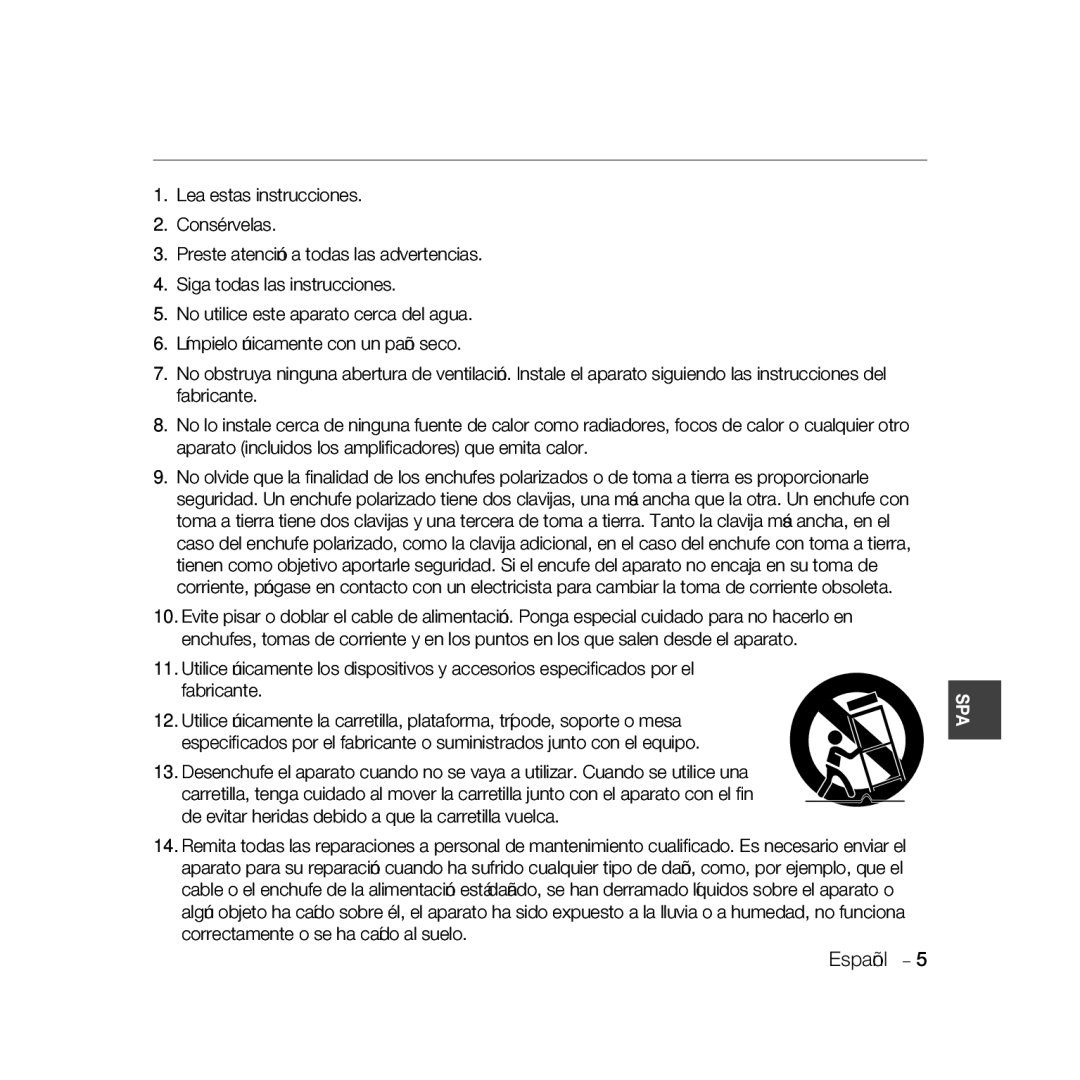 Samsung SCC-B5398P, SCC-B5396P, SCC-B5398BP manual Instrucciones de seguridad importantes 