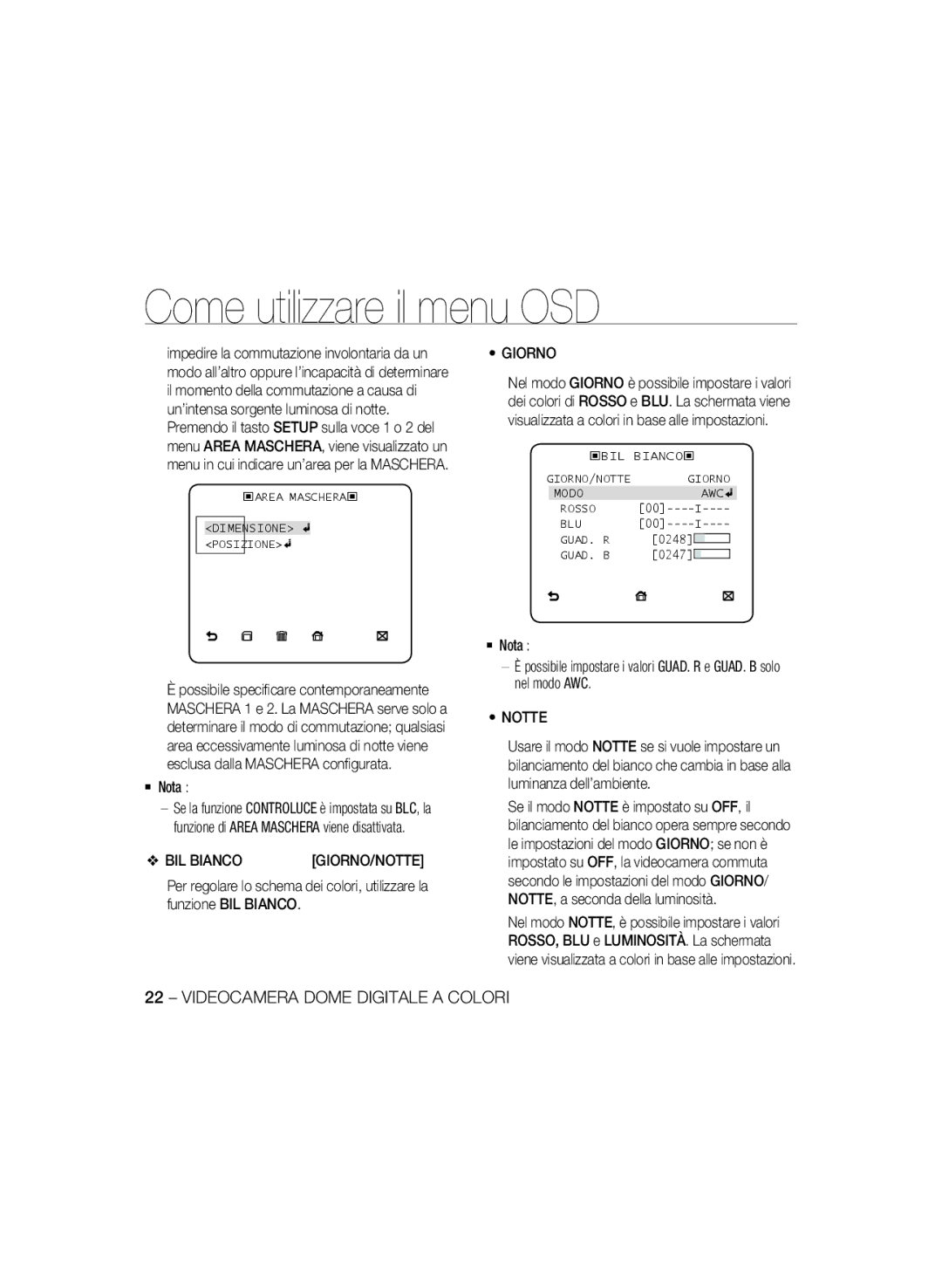 Samsung SCC-B5396P, SCC-B5398P, SCC-B5398BP manual BIL Bianco 