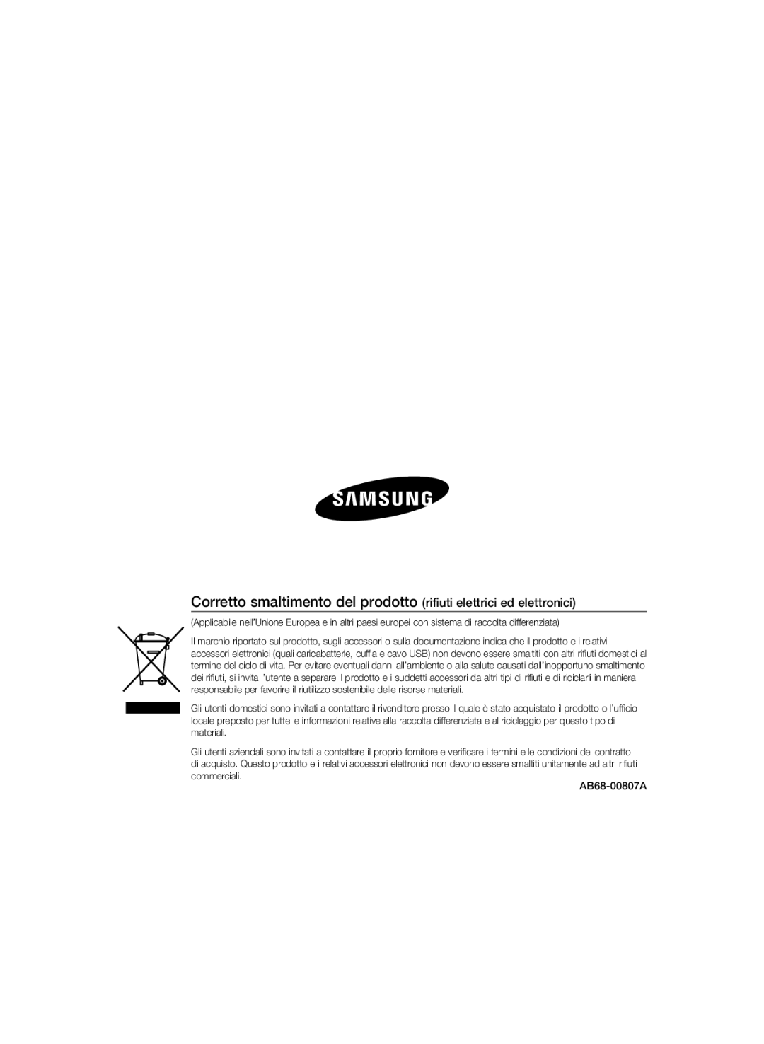 Samsung SCC-B5398BP, SCC-B5398P, SCC-B5396P manual AB68-00807A 