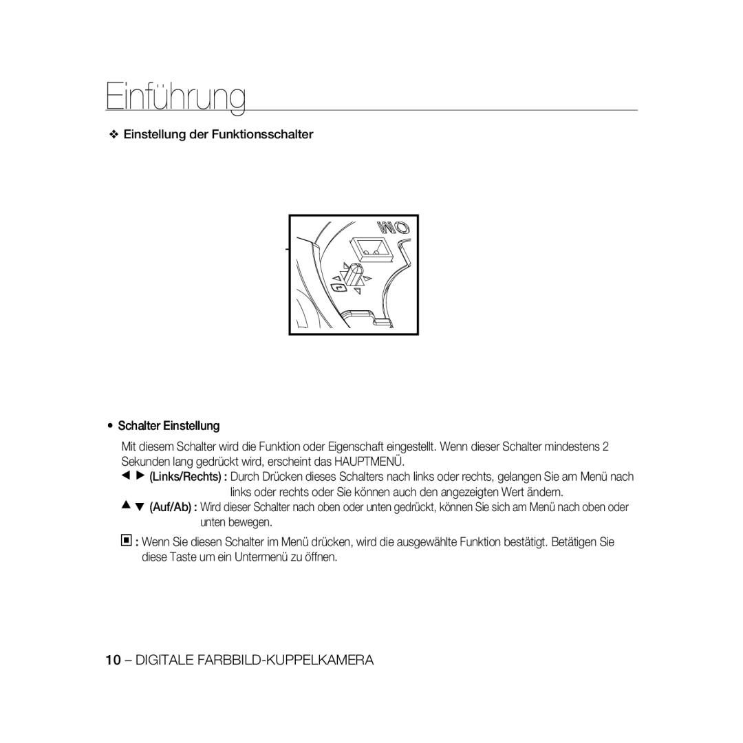 Samsung SCC-B5398P, SCC-B5396P, SCC-B5398BP manual Einführung 