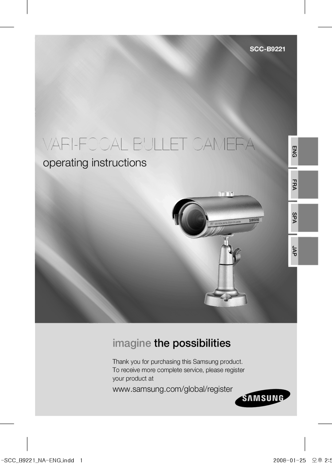 Samsung SCC-B9221 operating instructions VARI-FOCAL Bullet Camera 