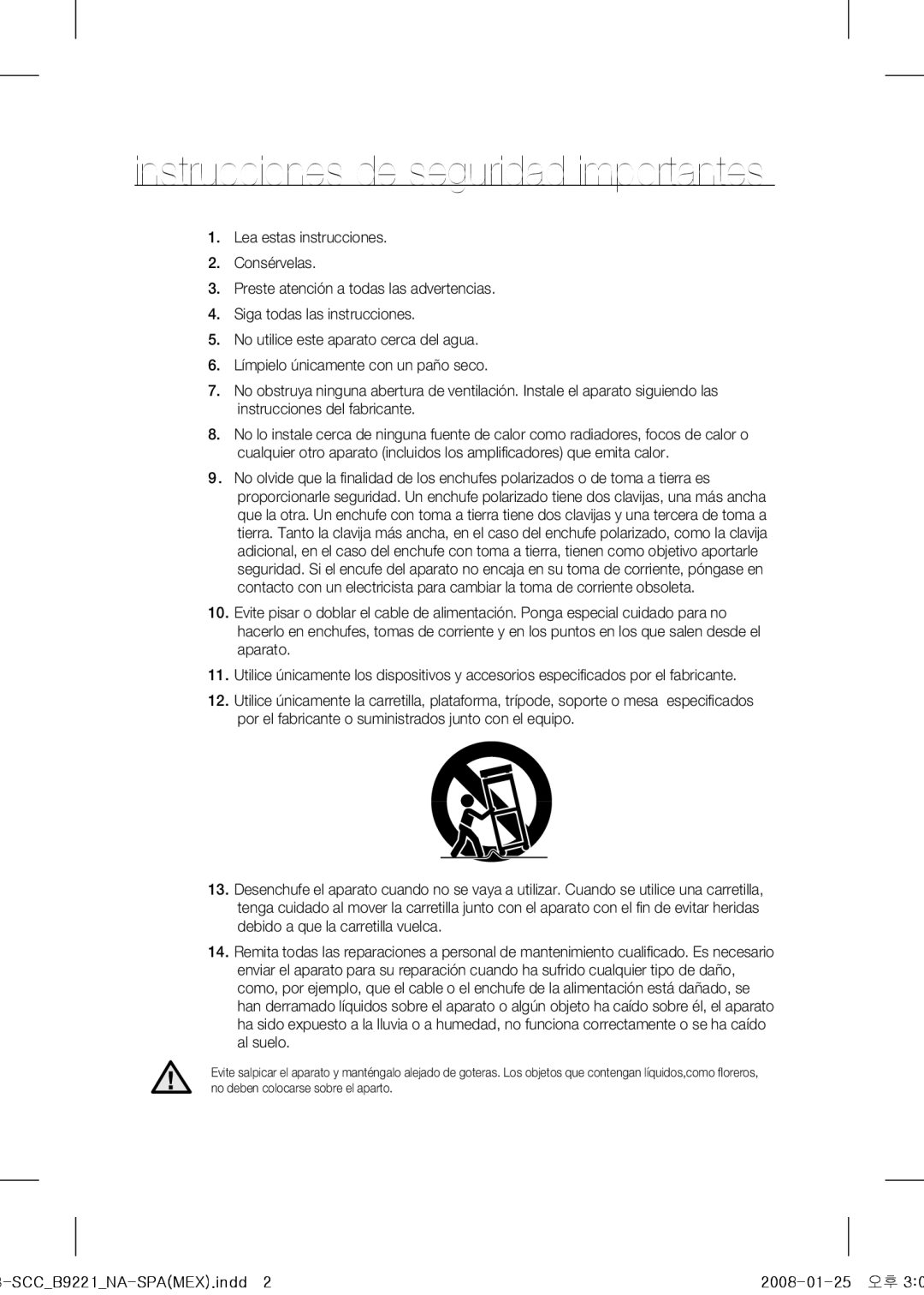 Samsung SCC-B9221 operating instructions Instrucciones de seguridad importantes 