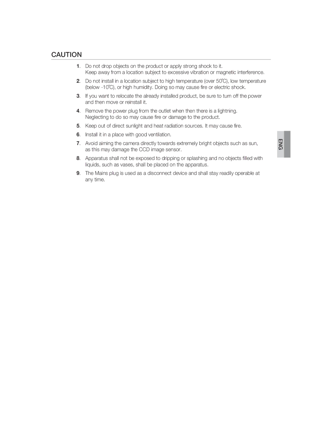 Samsung SCC-B9270 operating instructions Eng 