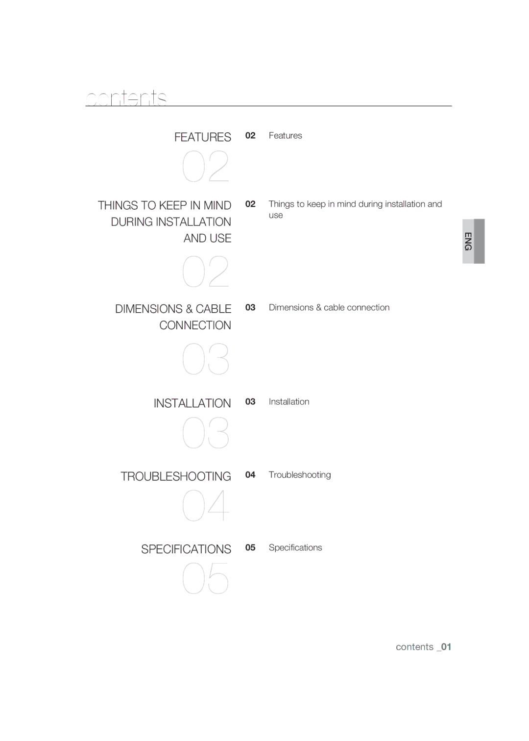 Samsung SCC-B9270 operating instructions Contents 