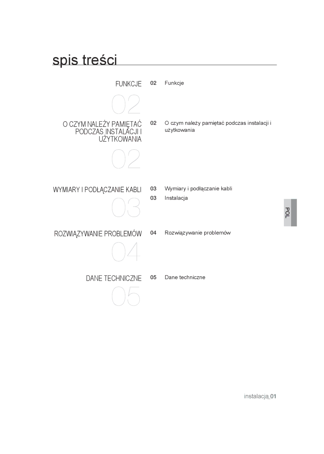 Samsung SCC-B9270P manual Spis treści 