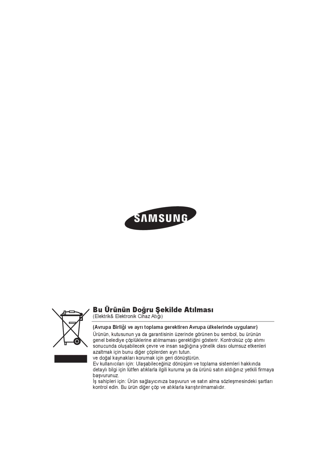 Samsung SCC-B9270P manual Bu Ürünün Doğru Şekilde Atılması 