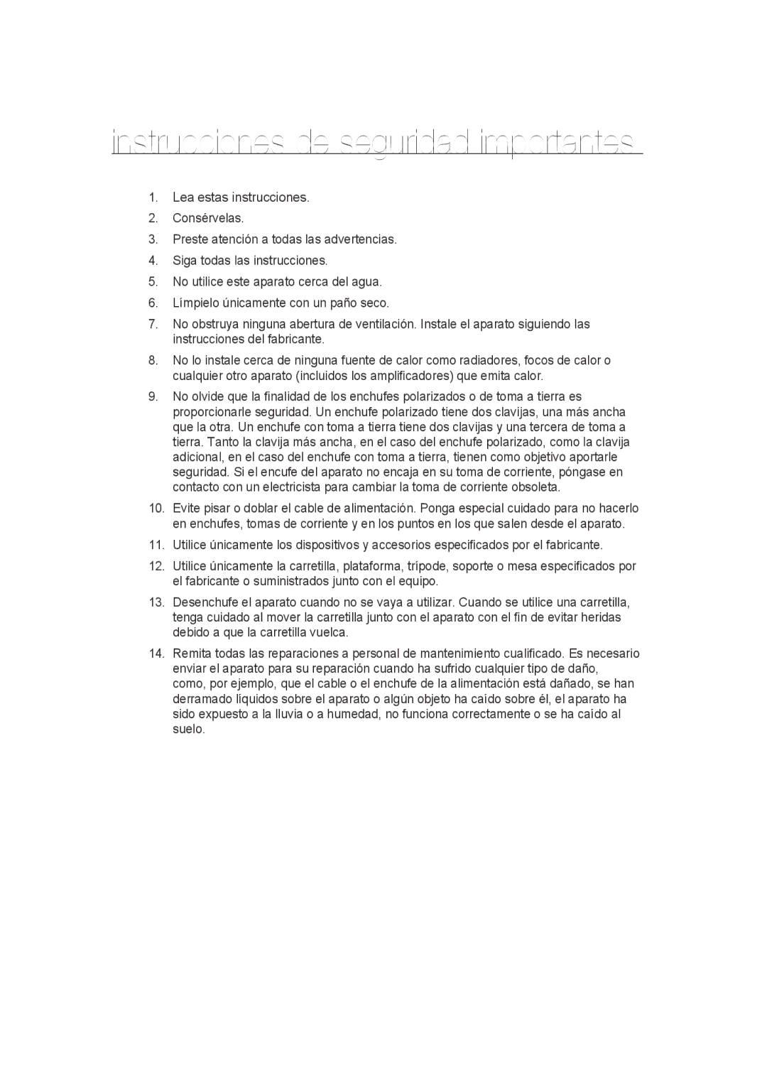 Samsung SCC-B9270P manual Instrucciones de seguridad importantes 