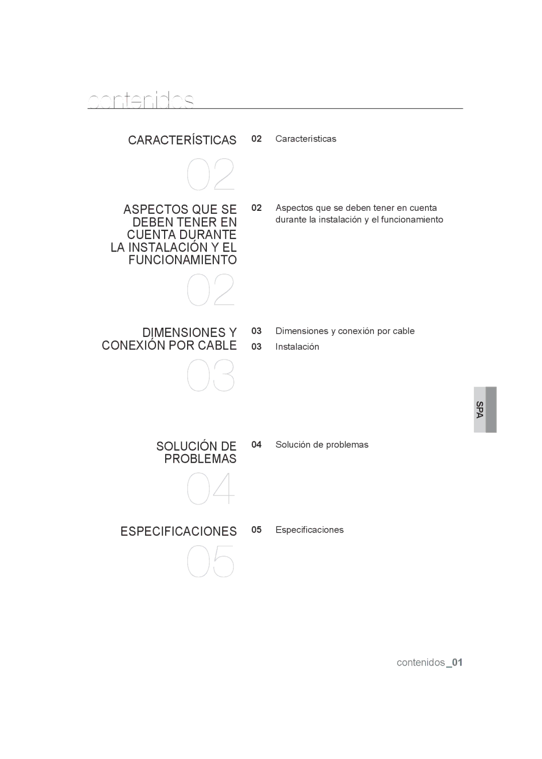 Samsung SCC-B9270P manual Contenidos 