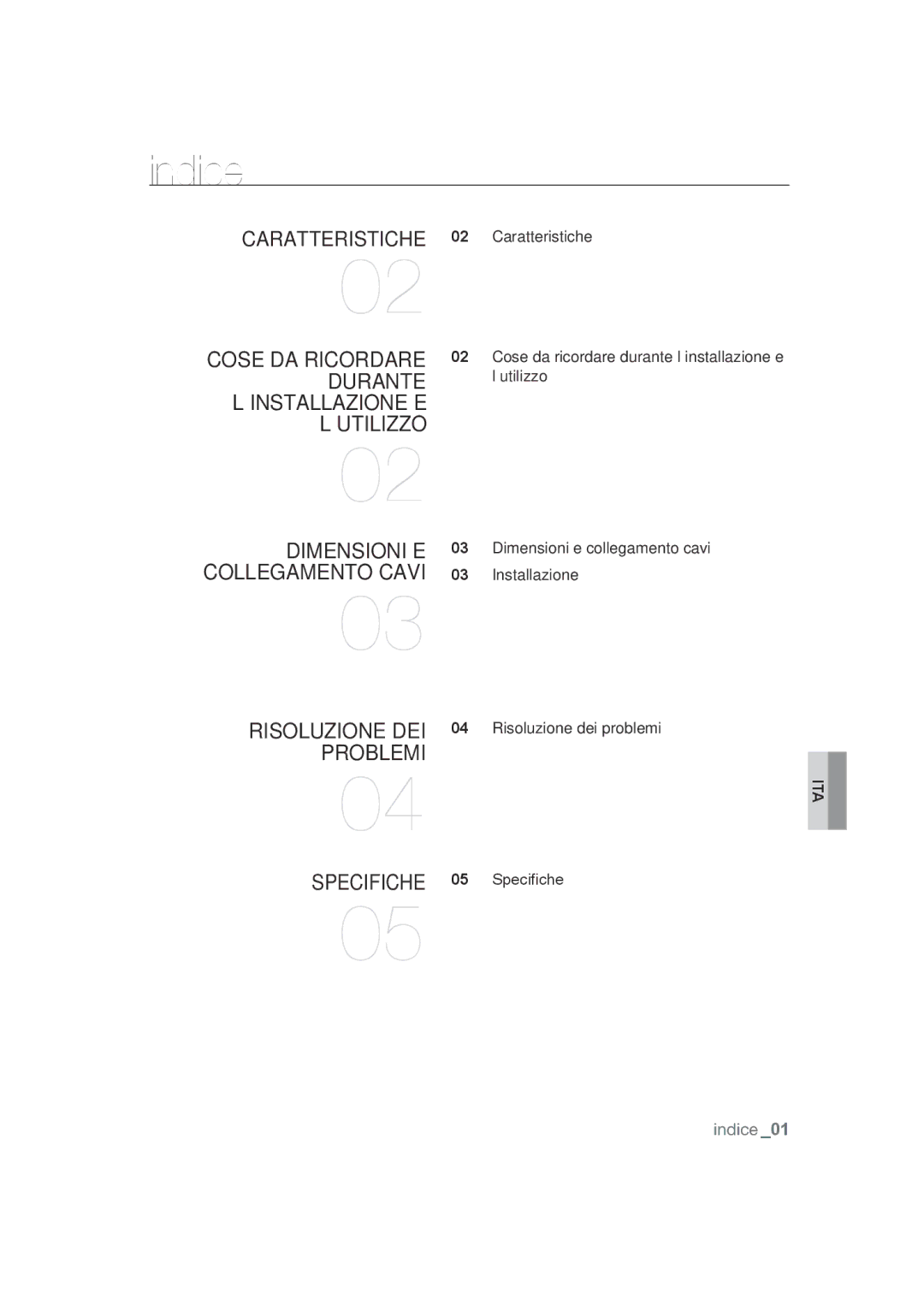 Samsung SCC-B9270P manual Indice 