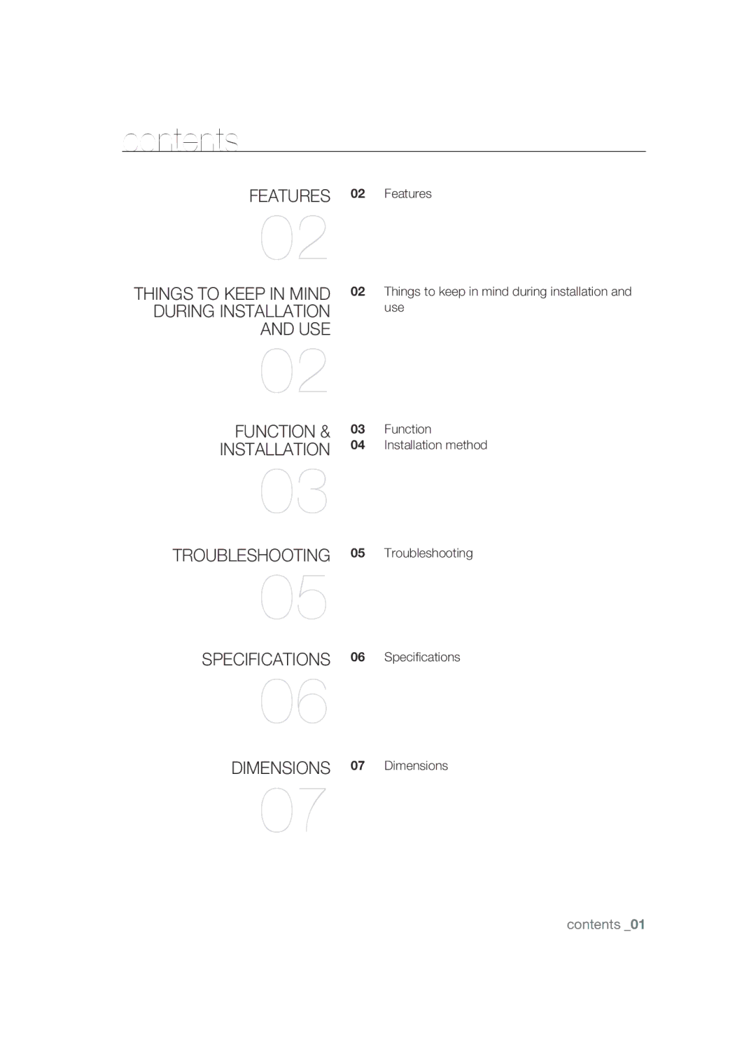 Samsung SCC-B9372 operating instructions Contents 