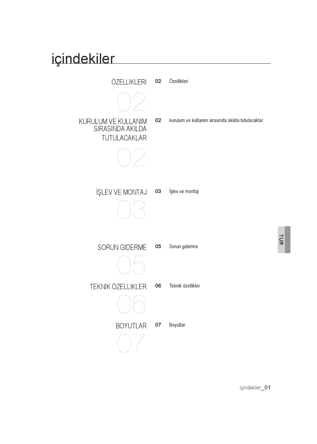 Samsung SCC-B9372P manual Içindekiler 